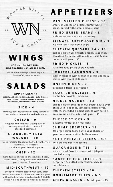 MENU | Wooden Nickel